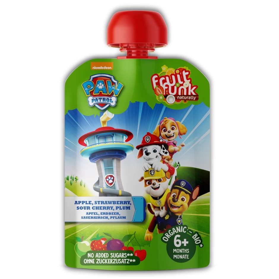 Piure bio din fructe Paw Patrol, 90 g, Fruitfunk