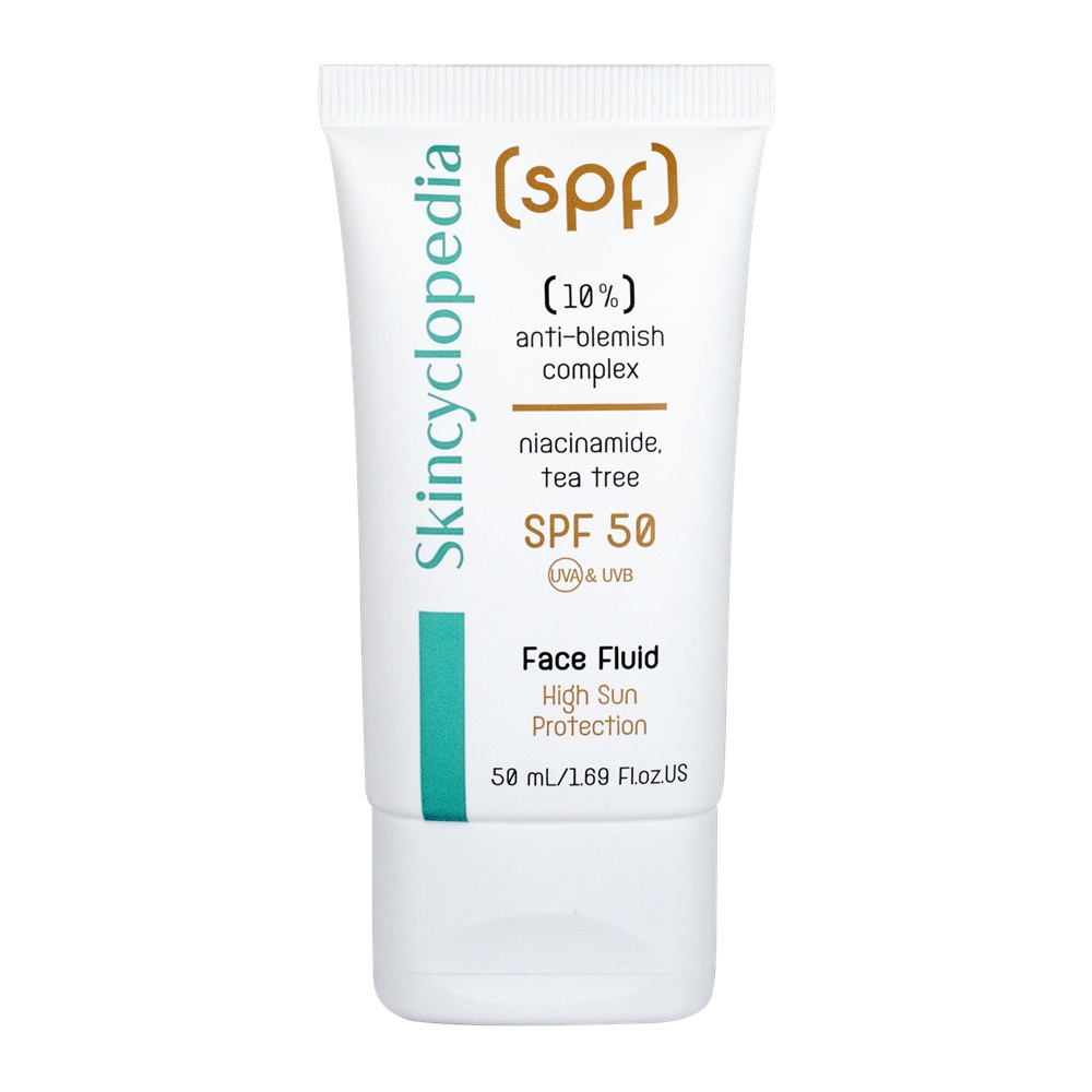 Crema de fata cu SPF 50 cu niacinamide si ulei de arbore de ceai, 50 ml, Skincyclopedia