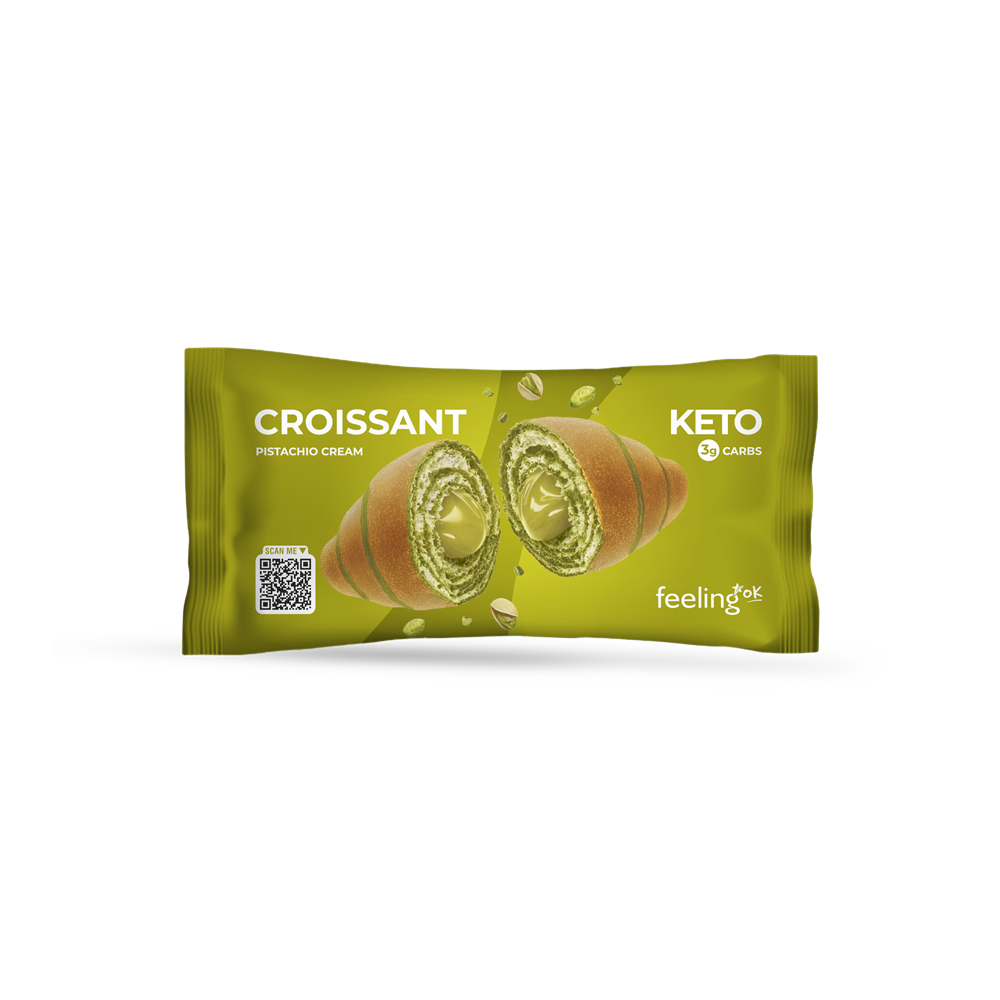 Croissant proteic cu fistic, 50 g, FeelingOK