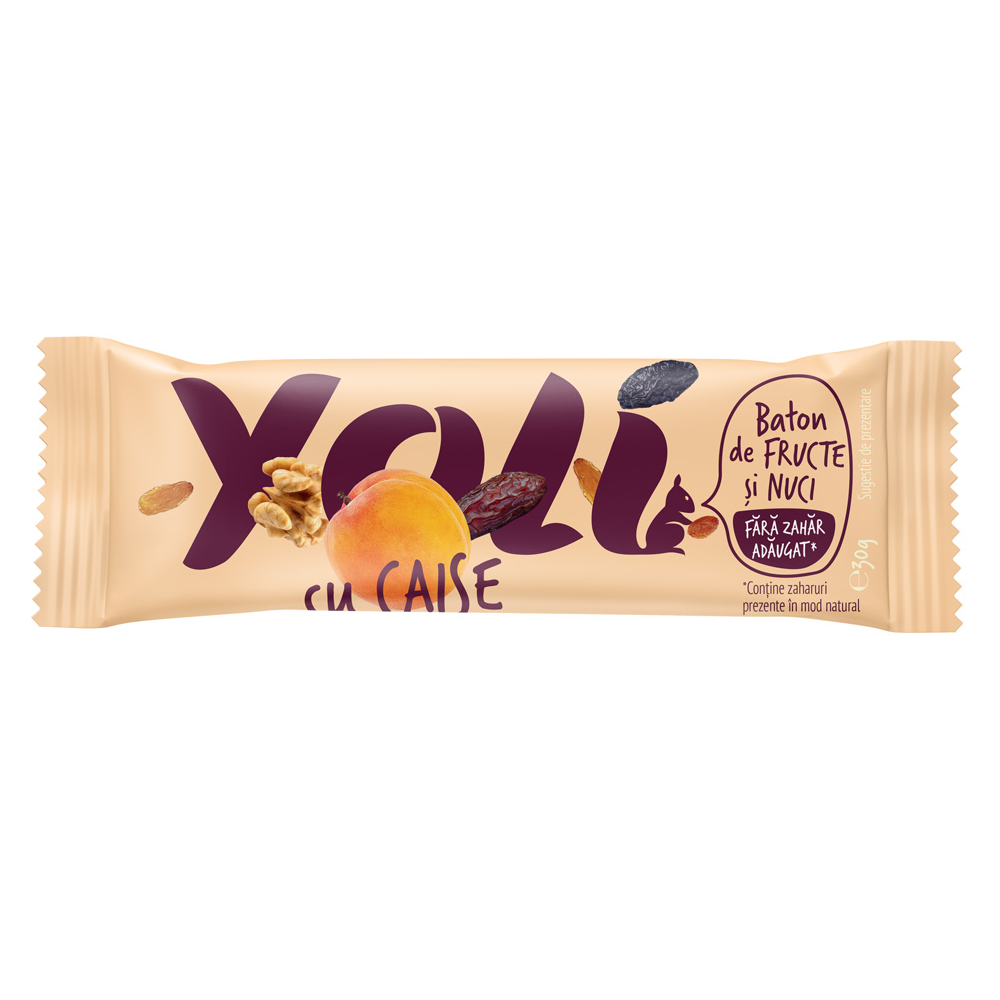 Baton cu nuci caju, migdale si caise, 30 g, Yoli