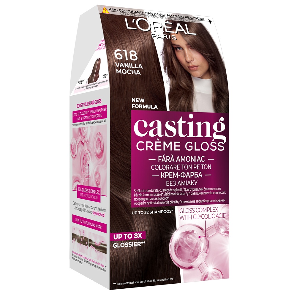 Vopsea de par fara amoniac Casting Creme Gloss 618 Vanilla Mocha, 180 ml, Loreal