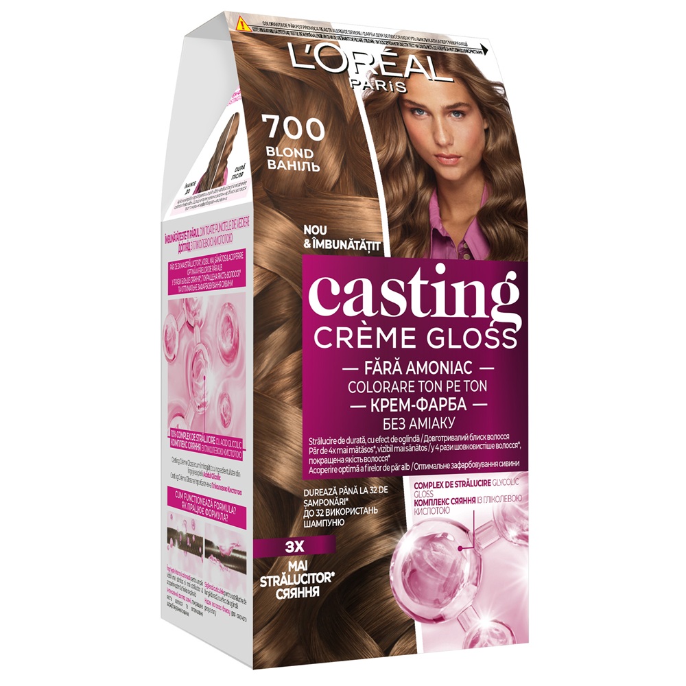 Vopsea de par fara amoniac Casting Creme Gloss 700 Blond Mediu Natural, 180 ml, Loreal