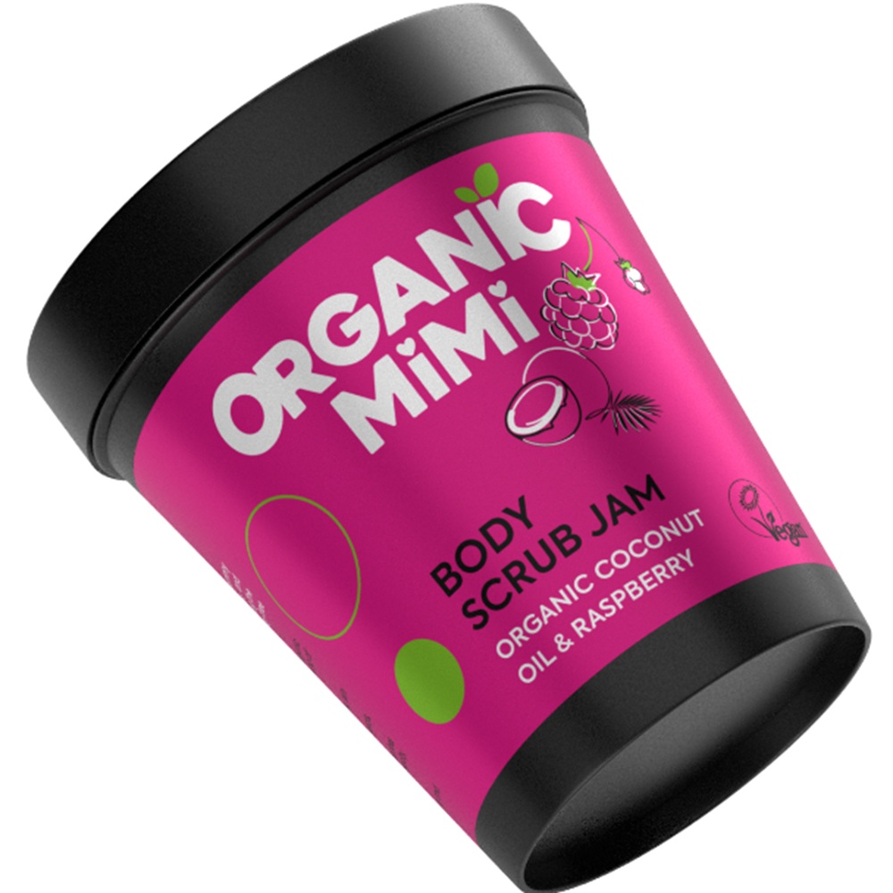 Scrub de corp cu cocos si zmeura Body Scrub Jam, 250 g, Organic Mimi