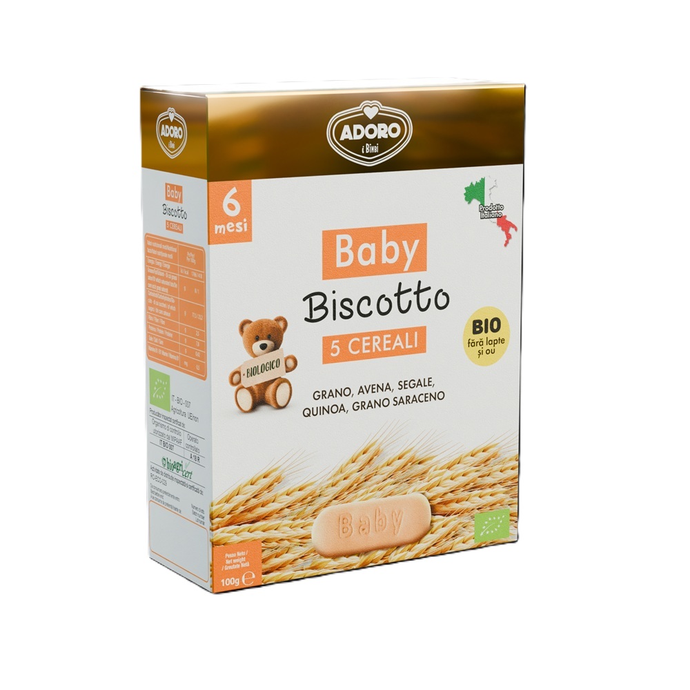 Biscuiti cu 5 cereale Bio, 100 g, Adoro Bimbi