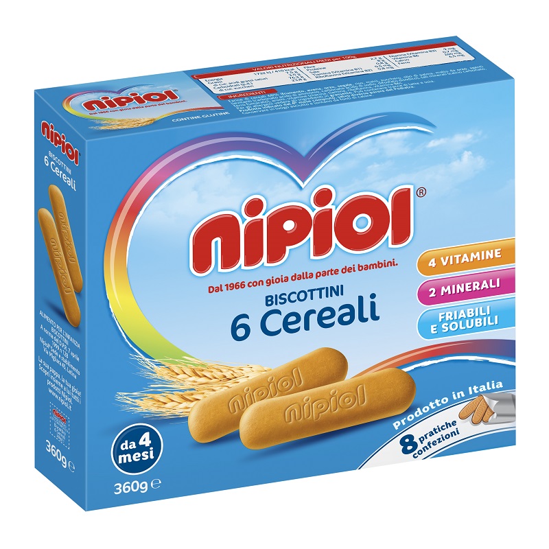 Biscuiti cu 6 cereale, 360 g, Nipiol
