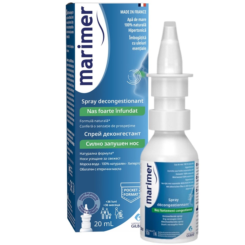 Spray decongestionant nazal cu apa de mare Marimer, 20 ml, Gilbert