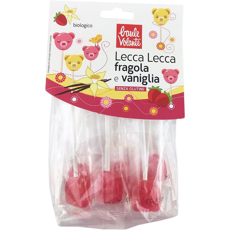 Acadele Eco cu gust de capsune si vanilie Lollypops, 8 bucati, Baule Volante