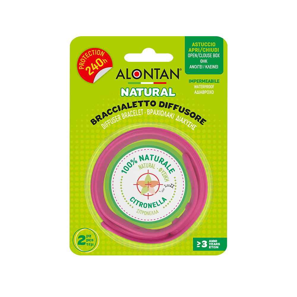 Bratara cu ulei esential Alontan Natural, 2 bucati, Pietrasanta Pharma