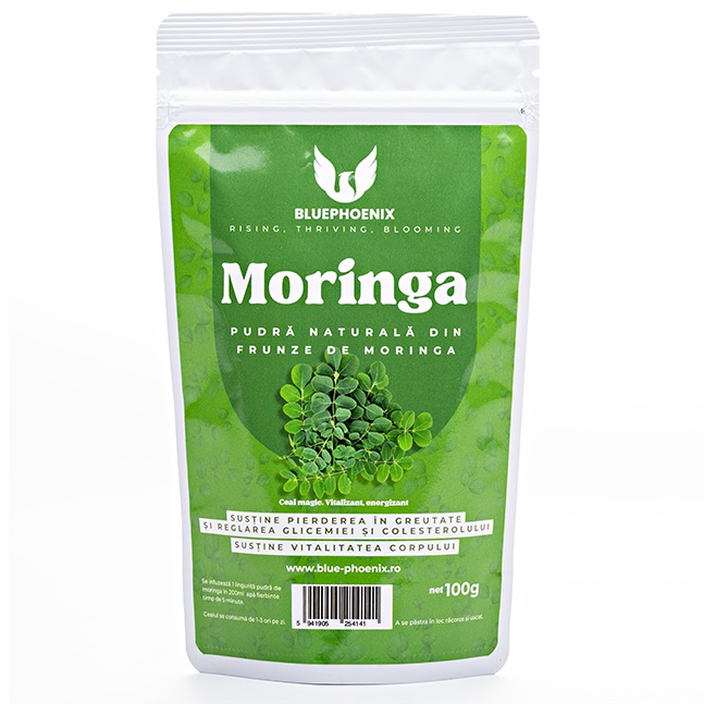 Pudra naturala din frunze de Moringa, 100 g, Blue Phoenix