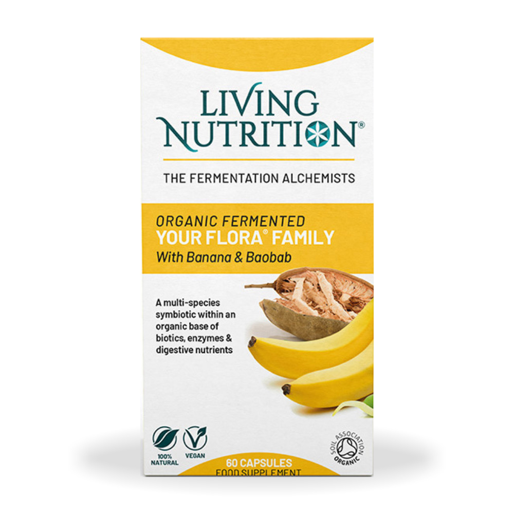 Ferment organic cu banana si babobab Your Flora Family, 60 capsule, Living Nutrition