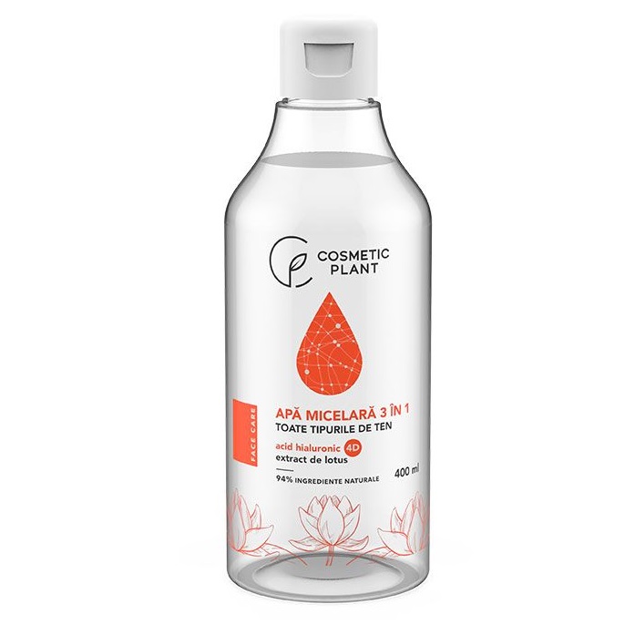 Apa micelara 3 in 1 cu acid hiluronic 4D, 400 ml, Cosmetic Plant