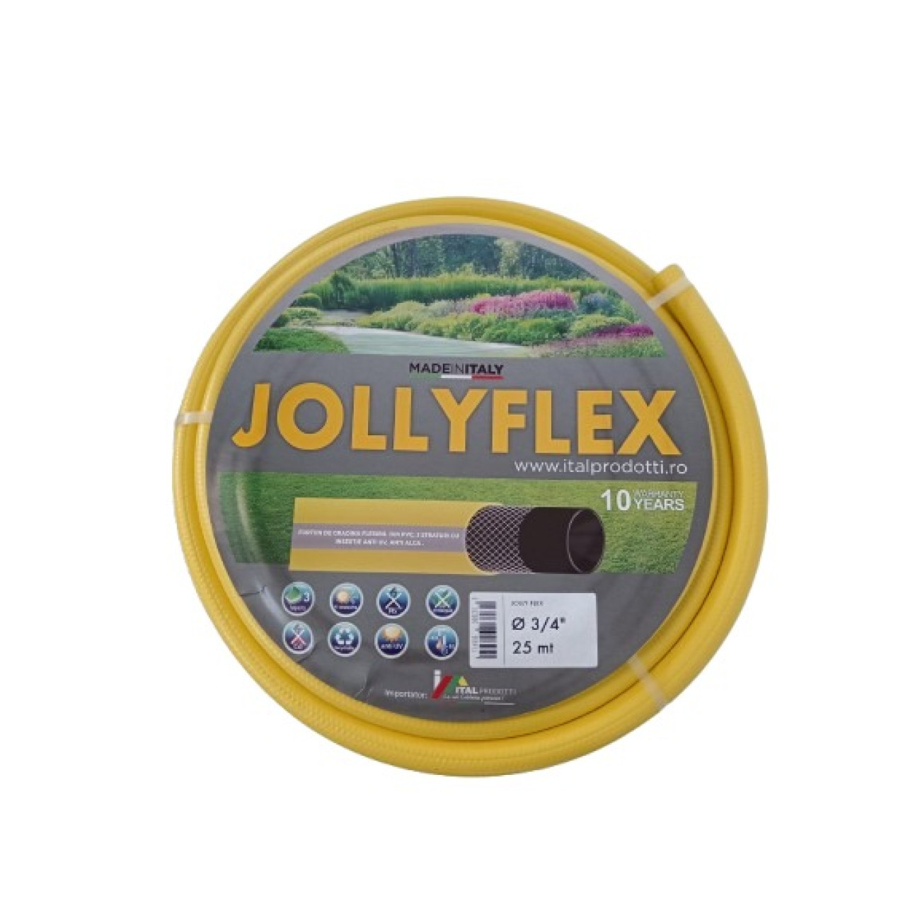 Furtun gradina Jolly Flex, 3 straturi cu insertie, 3/4", rola 25m, anti UV, -10°C/ +60°C