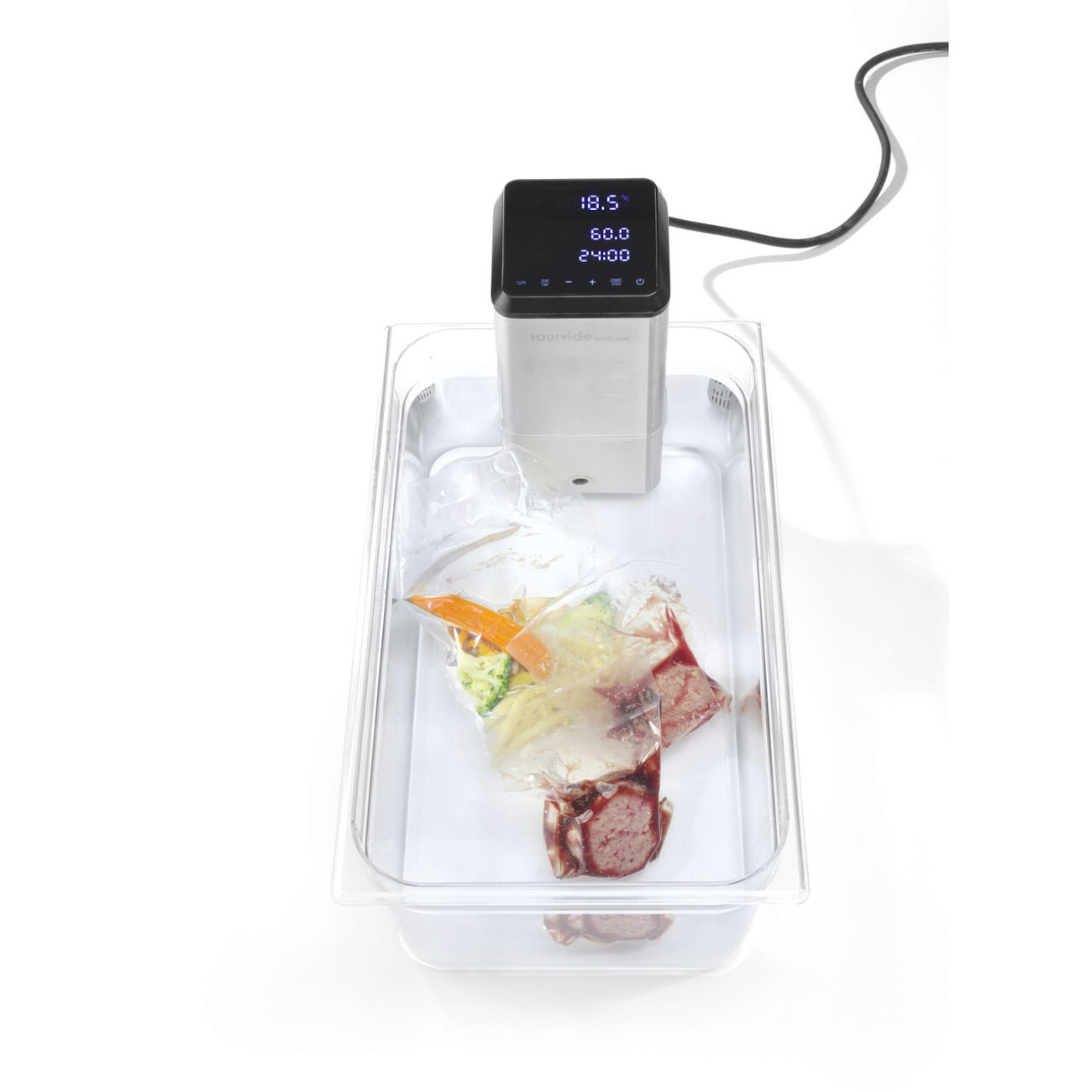 Aparat Sous-Vide Plus IPX7, Capacitate pana la 80L, 2200 KW, optiune conectare Wi-Fi la aplicatie Android sau IOS cu 600 retete preincarcate
