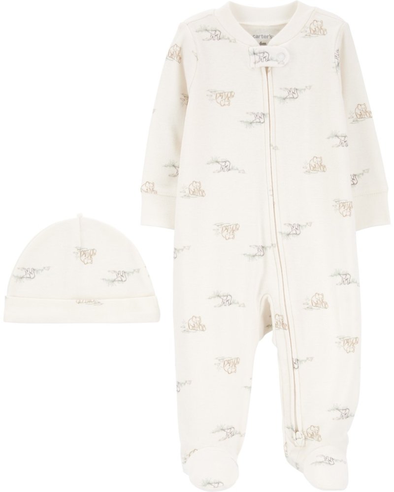 CARTER'S Komplet 2-dijelni kombinezon, šešir Ivory Elephant neutral MFL 6m/vel. 68