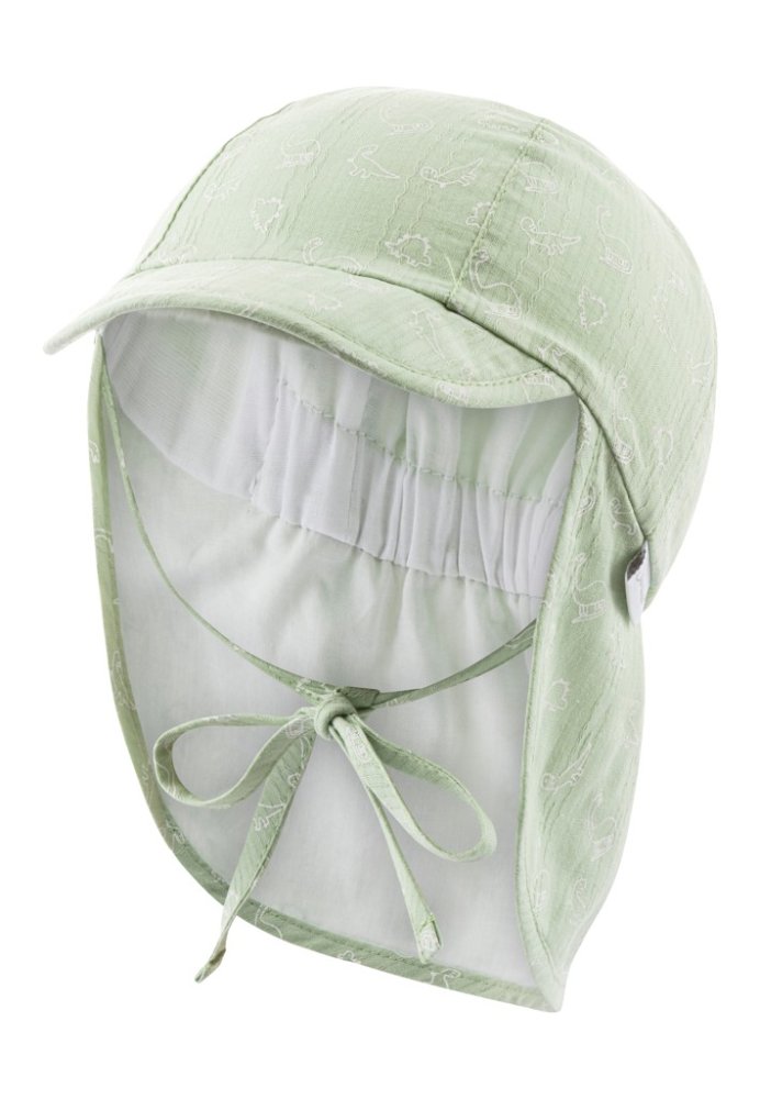 STERNTALER Czapka z daszkiem i osłoną szyi do wiązania z filtrem UV 30 zielona chłopięca 45 cm-6-9 m
