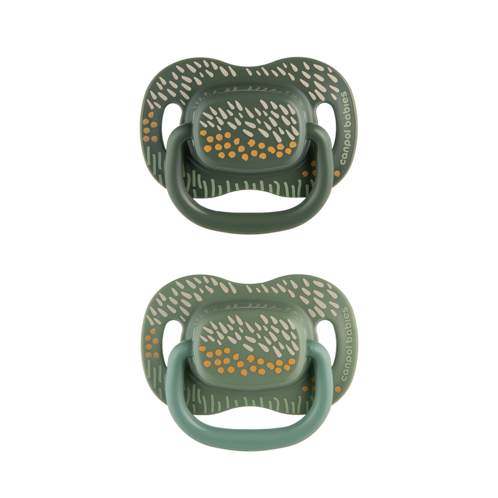 CANPOL BABIES Ensemble de sucettes en silicone montagnes symétriques 0-6m 2pcs vert