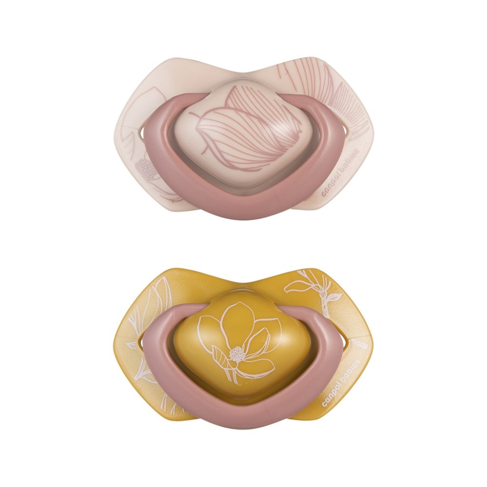 CANPOL BABIES Chupete de silicona simétrico Light touch GOLD 6-18m 2uds. rosa