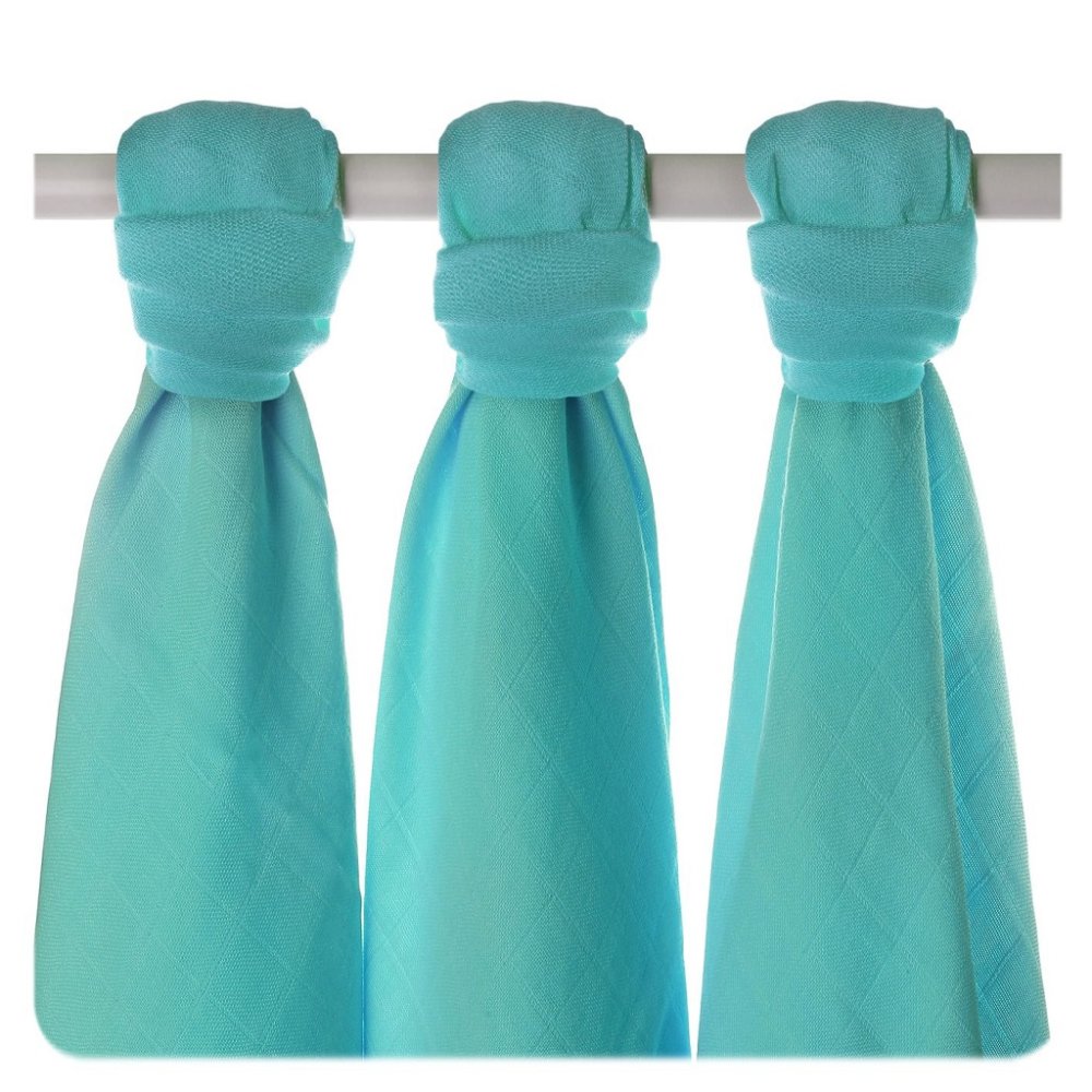 KIKKO Bamboe luiers Kleuren 70x70 cm, turquoise 3 st