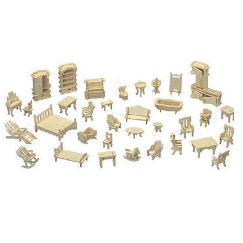 Woodcraft Drvene 3D puzzle Set namještaja
