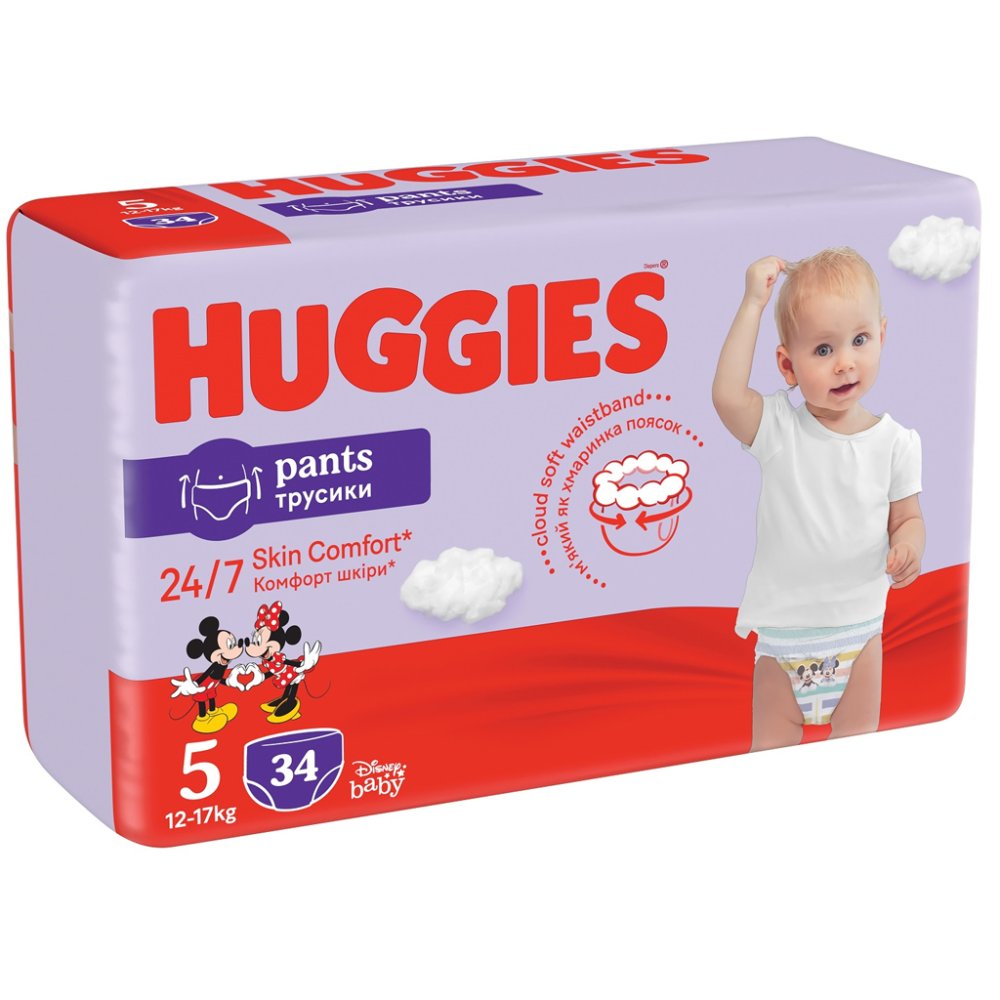 Pantaloni HUGGIES® Little Movers 5 (12-17 kg), 34 pz