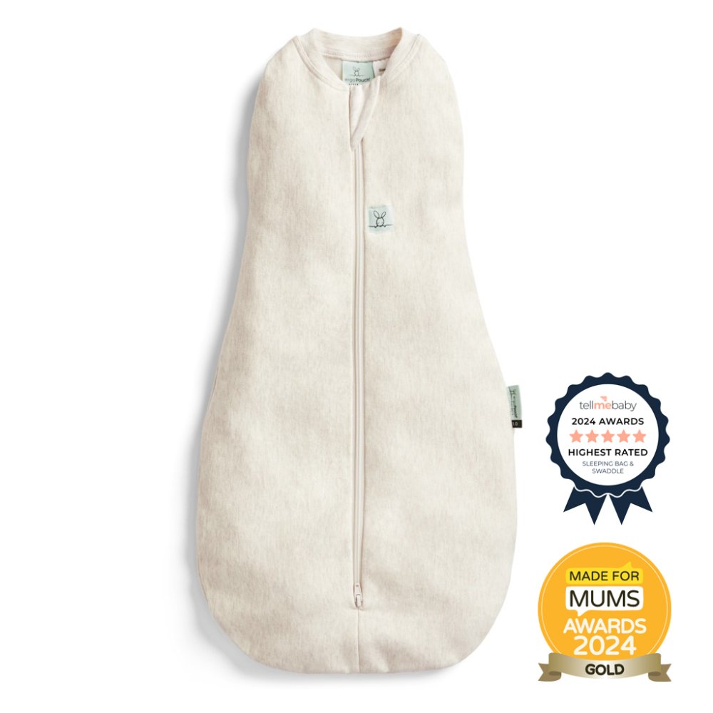 ERGOPOUCH Pucksack und Schlafsack 2in1 Cocoon Oatmeal Marle 3-6 m, 6-8 kg, 0,2 Tog