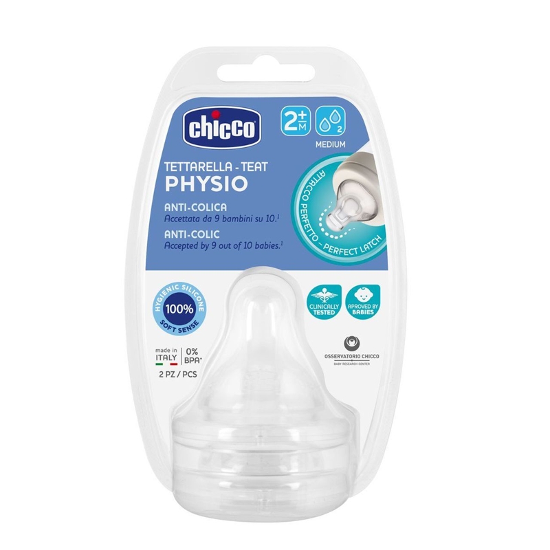 CHICCO Fläschchensauger Perfect Easy/Perfect 5/Well-Being physiologisch mittlerer Durchfluss 2m+ 2 Stück