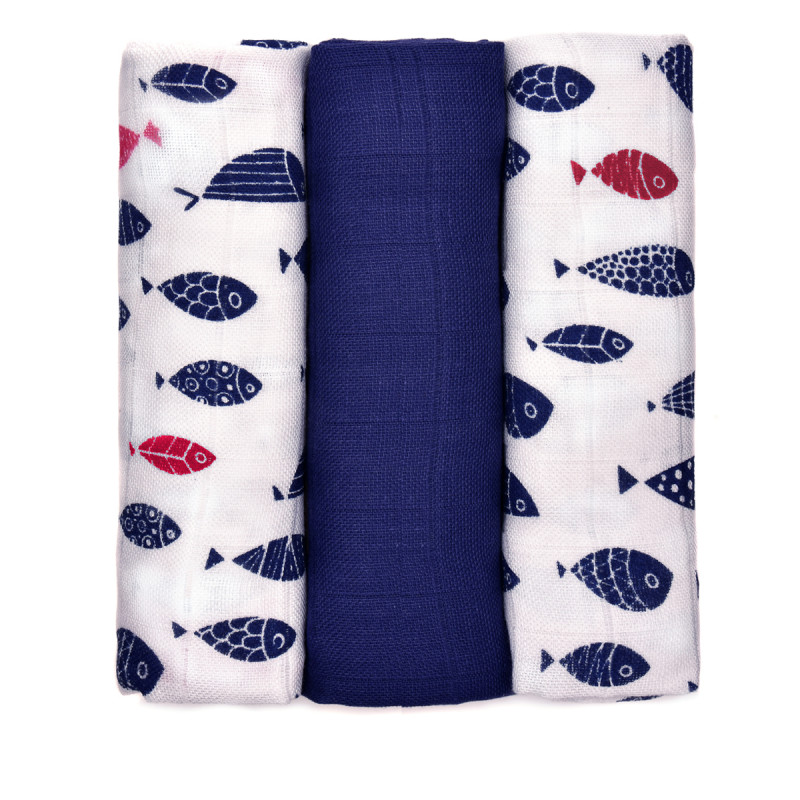 Scutece din bambus organic T-TOMI 70x70 cm, 3 buc, peste