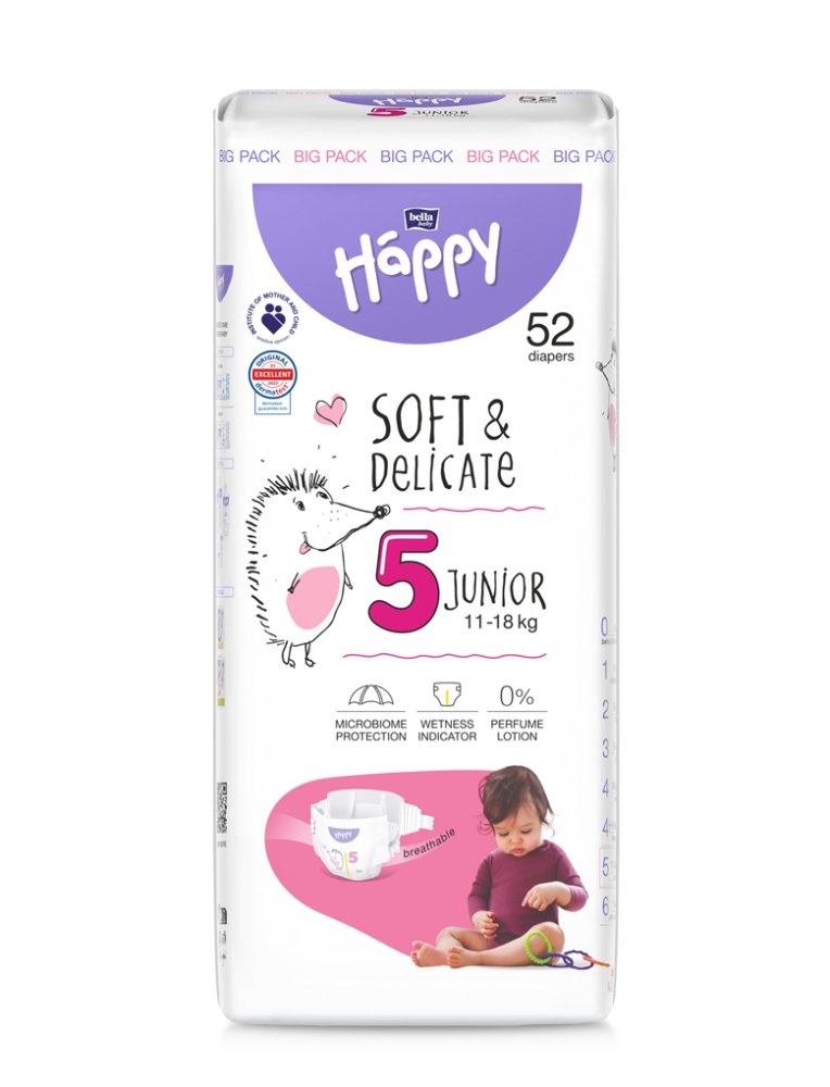 BELLA HAPPY Baby Disposable Nappies Junior 11-18 kg Big Pack 52 pcs