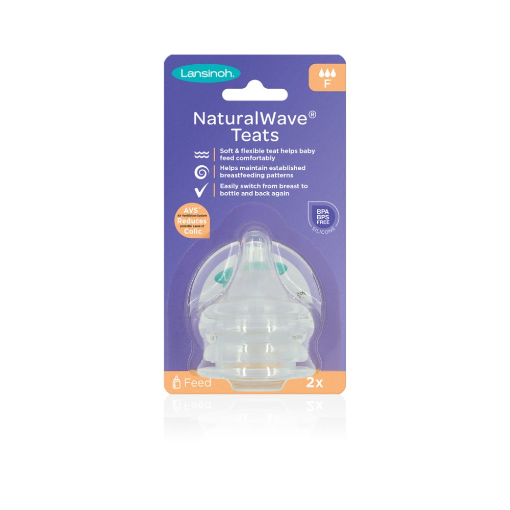 LANSINOH NaturalWave Speen voor zuigfles snelle stroomsnelheid, L, 2 stuks
