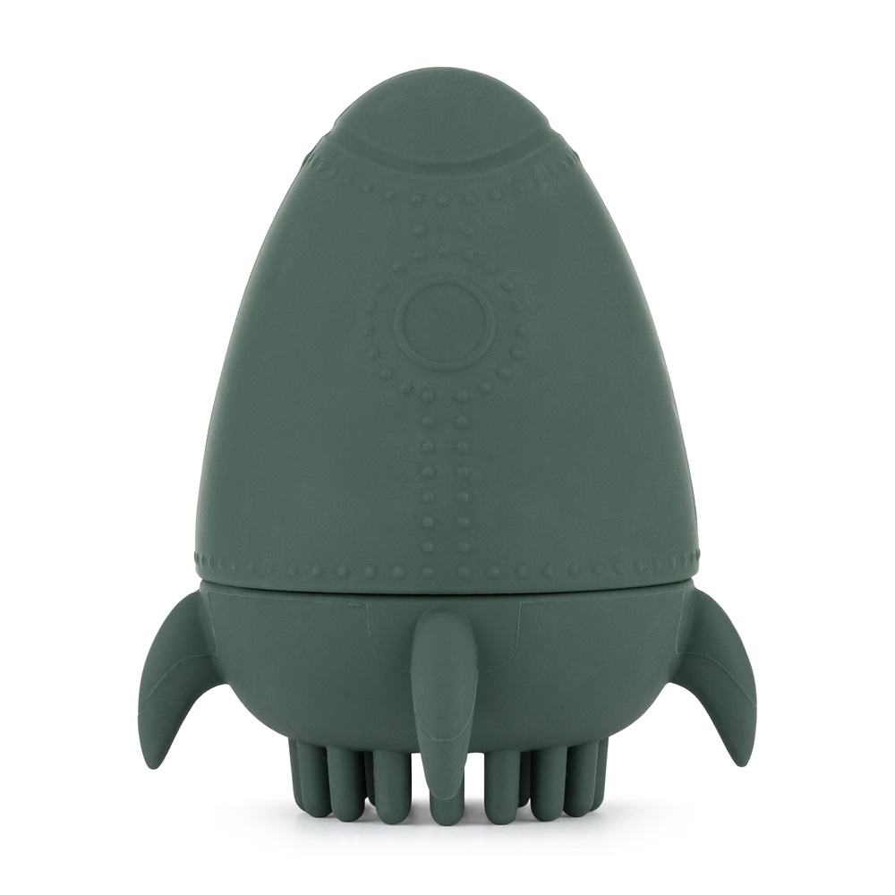 PETITE&MARS Hračka silikónová do vody s kefkou Splashy Rocket Misty Green 6m+