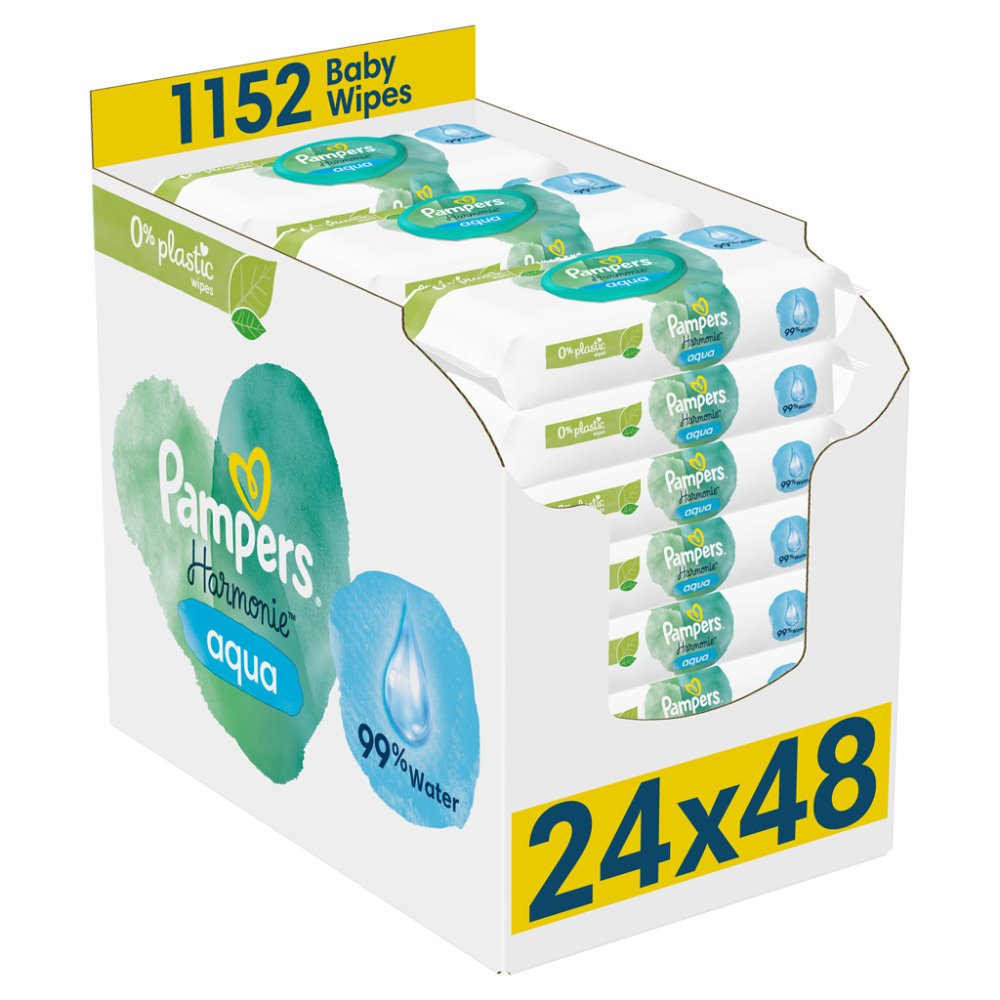 PAMPERS Obrúsky vlhčené Harmónia Aqua Plastic Free 24x48 ks