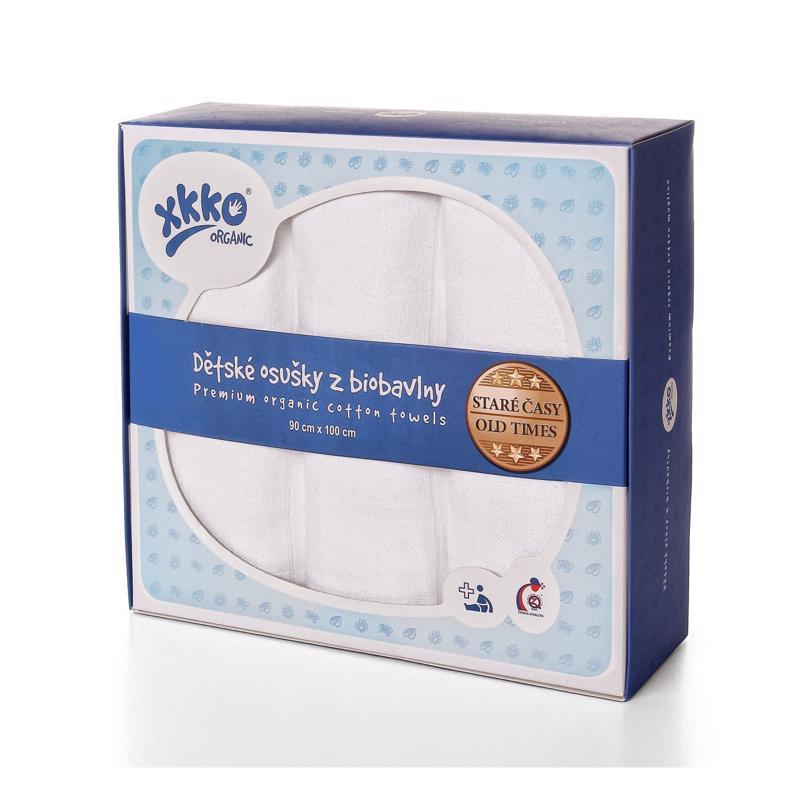 KIKKO Toallas/pañales para bebé de algodón orgánico Old times 90x100 (3 piezas) - blanco