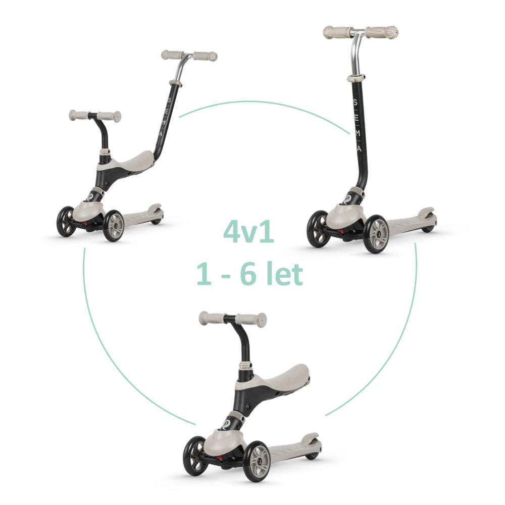 QPLAY Laufrad Sema Beige, 5 in 1, Alter 1-6 Jahre