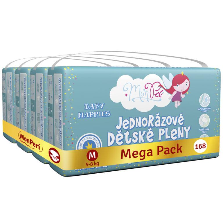 MONPERI Klasik Plenice za enkratno uporabo M (5-8 kg) 168 kom - Mega Pack