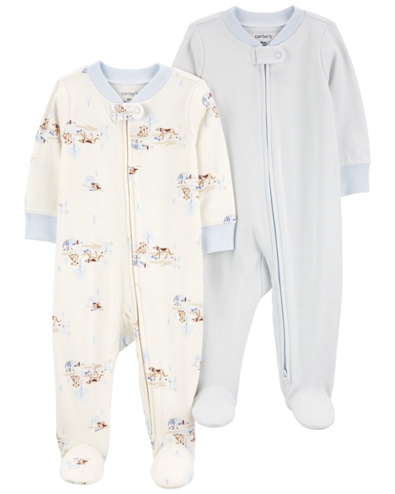 Mono con cremallera y rayas para perro azul Sleep&Play de CARTER'S para niño, 2 piezas, 9 m/talla. 74
