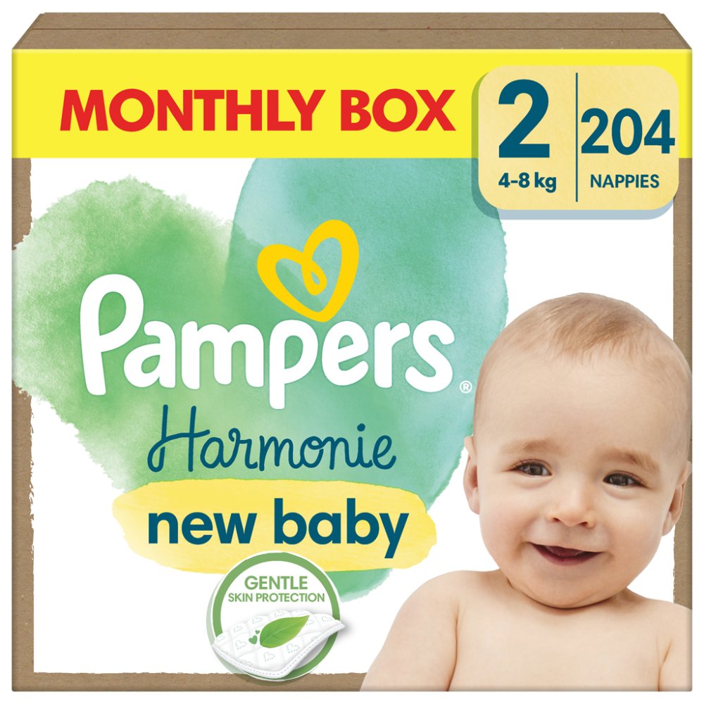 PAMPERS Eldobható pelenkák Harmonie Baby 2. méret, 204 db, 4kg-8kg