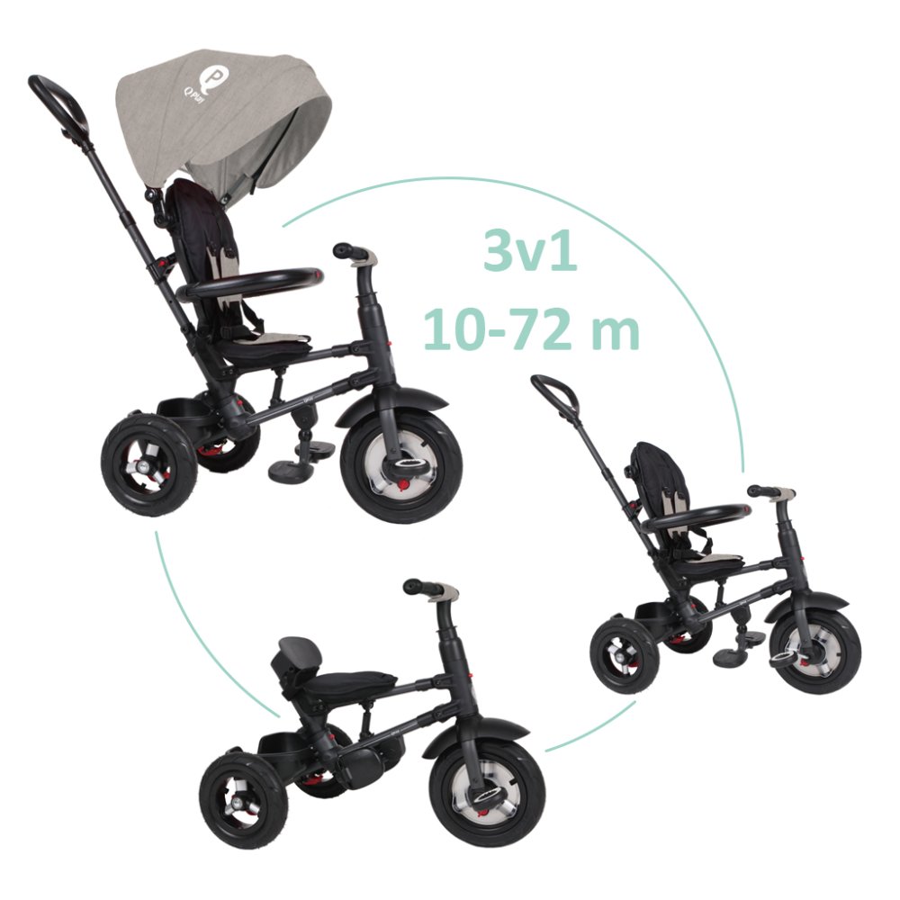 QPLAY Rito air gel (Rubber) Grey Tricycle, age 10-72 months