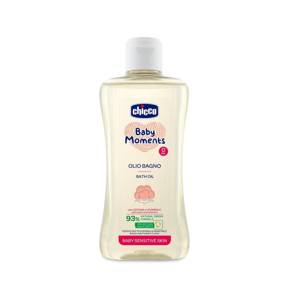 CHICCO Bath oil with cotton and vitamin E Baby Moments Sensitive 93% natural ingredients 200 ml