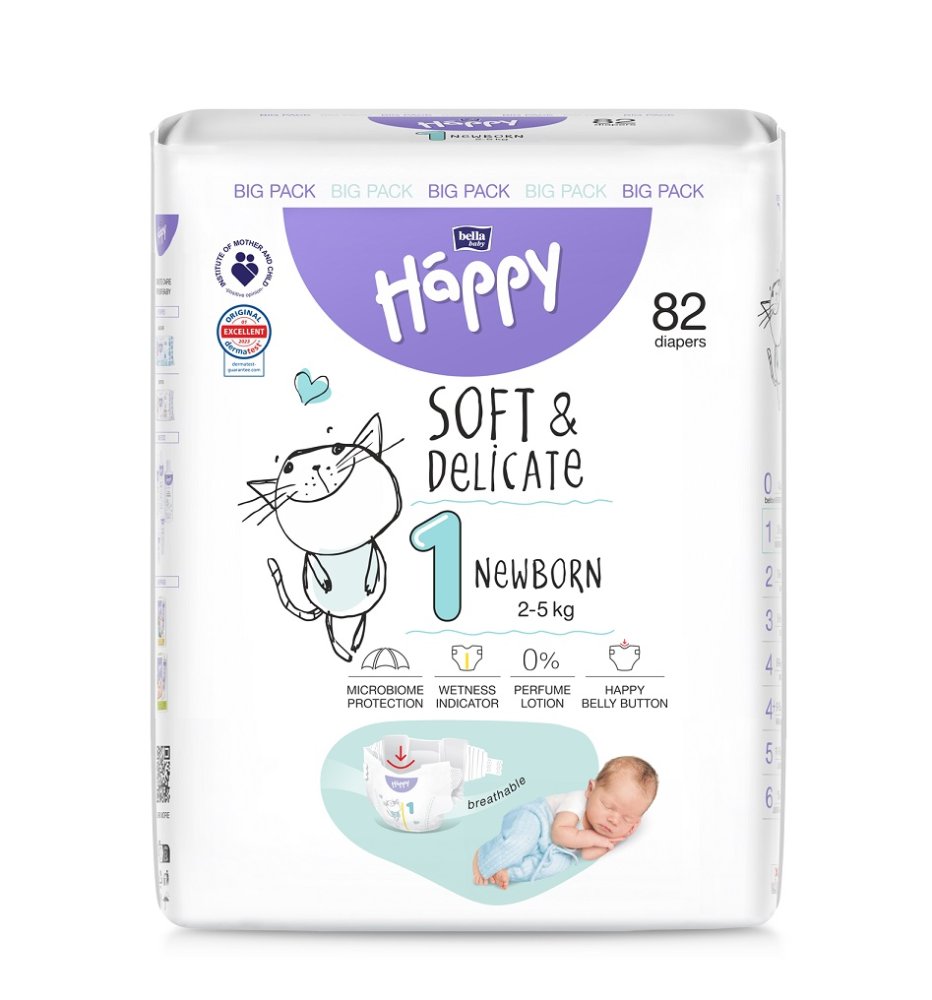 BELLA HAPPY Baby engångsblöjor New Born 2-5 kg Storpack 82 st