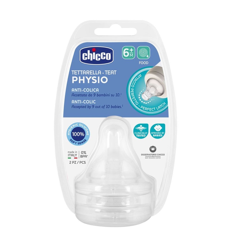 CHICCO Savička na fľašu Perfect Easy/Perfect 5/Well-Being fyziologická na kašu 6m+ 2 ks