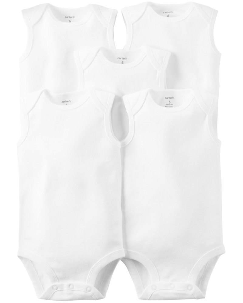 CARTER'S Ärmelloser Body, Weiß, neutral, 5-tlg., 9 m/Gr. 74