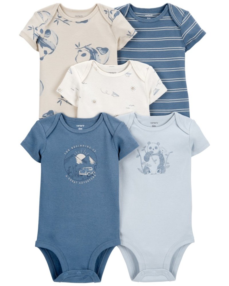 CARTER'S Korte mouw body Blauw Panda/Vliegtuigjongen 5st 6m/maat. 68