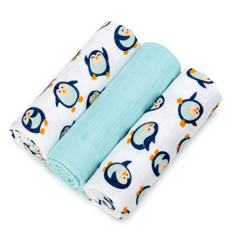 T-TOMI Pelene bambus BIO 70x70 cm, 3 kom, penguins