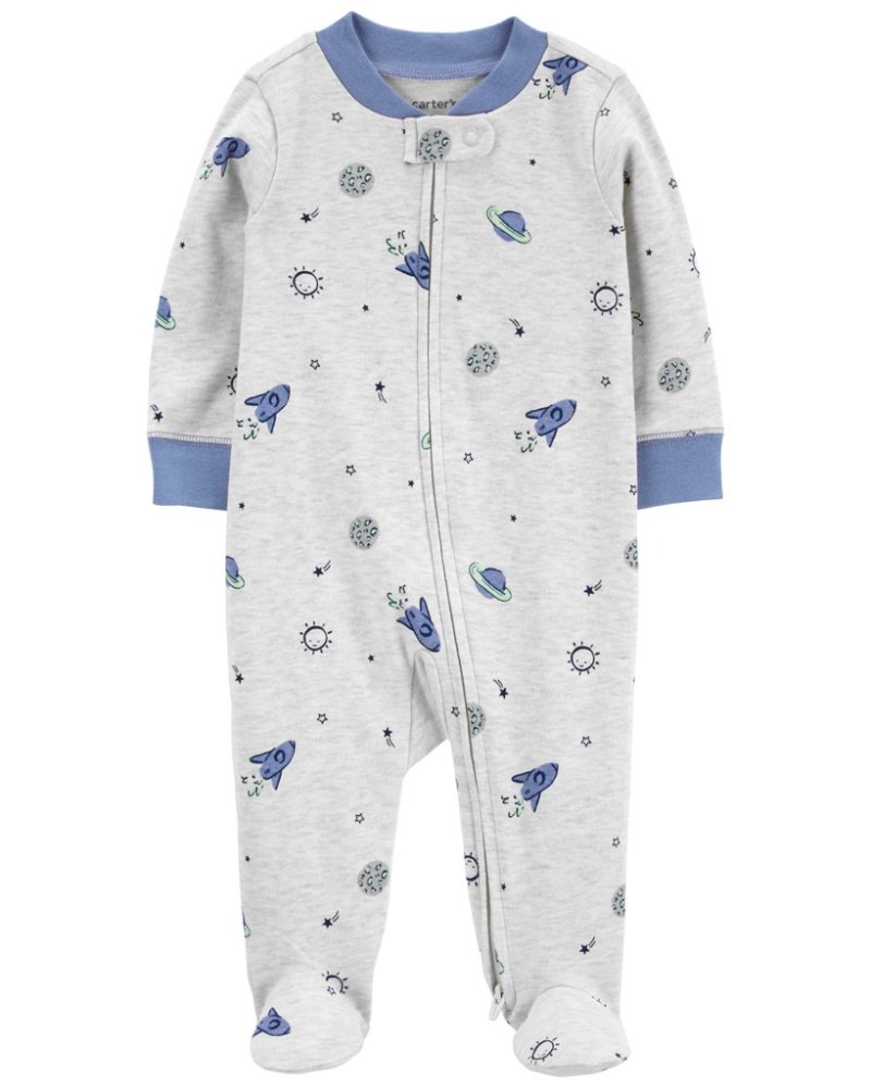 CARTER'S Sleep&Play Gray Planet Overall mit Reißverschluss für Jungen, Größe 3 m. 62