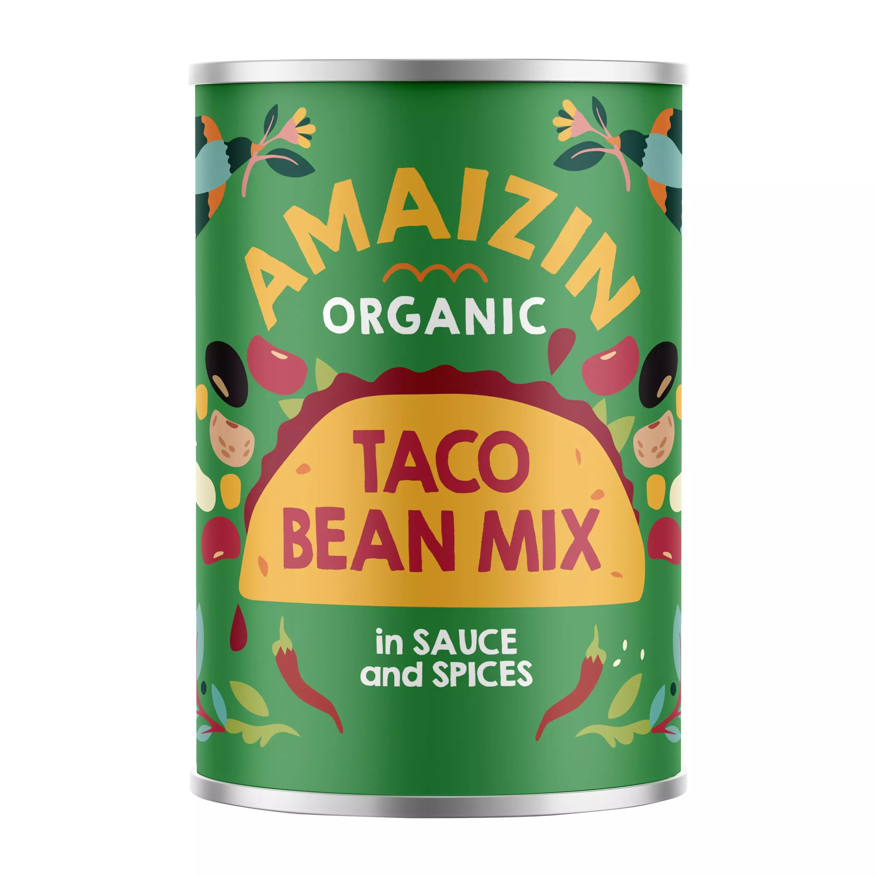 Mix bio de fasole pentru taco, în sos cu condimente, 400g Amaizin