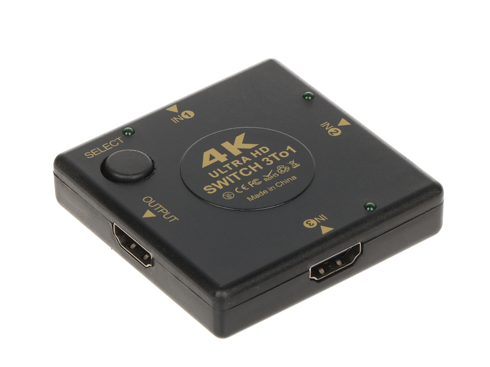 Switch HDMI Pawonik, 3 intrari, 1 iesire, 4K UHD, HDMI 1.4b, mod automat si manual, Plug &amp; Play, HDMI-SW-3/1-V1.4B