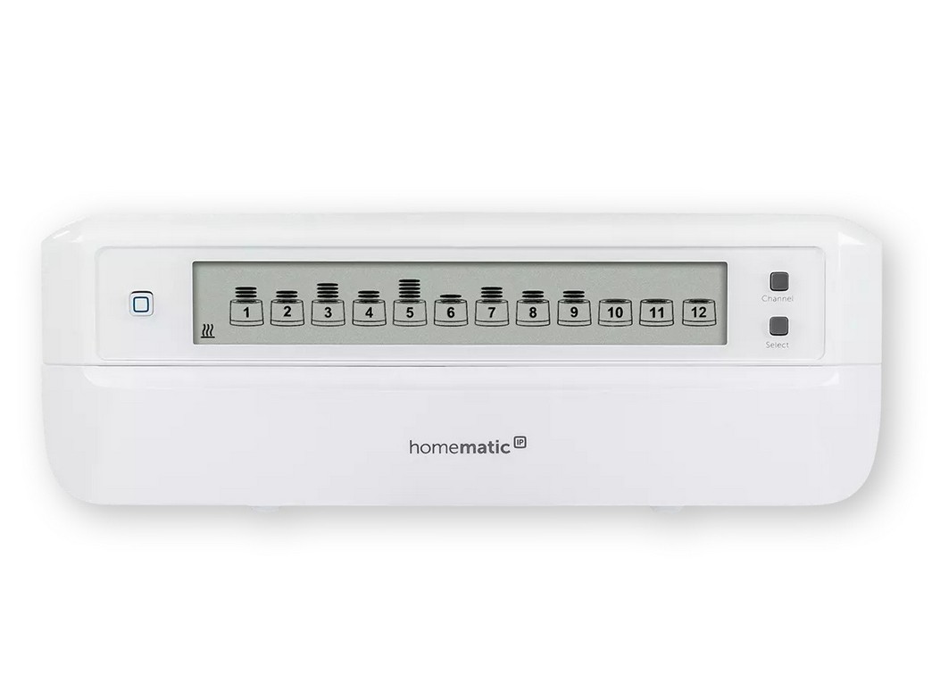Termostat pentru incalzire in pardoseala, 12 canale, 230V/24VDC, IP20, aplicatie mobila, Homematic HmIP-FALMOT-C12