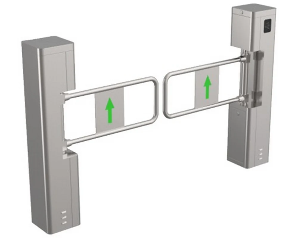 Poarta batanta pentru acces persoane, cititor mifare, brat otel, latime banda 1100mm, Hikvision, DS-K3BC411X-M-Dm110