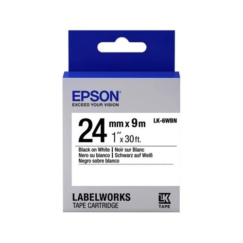 Epson LabelWorks LK-6WBN C53S656006 24mm x 9m, text negru / fundal alb, banda original