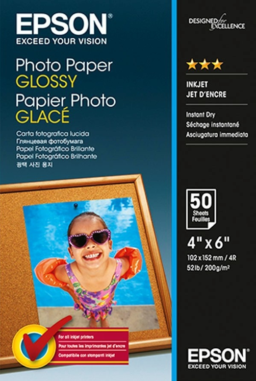 Epson Glossy Photo Paper Premium C13S042547, 200 g/m2, 10x15cm, 50db, fényes, tintasugaras, fehér, fotópapír